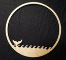 Chipboard Frame Circle with Mermaid Tail and Waves Medium