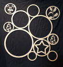 12 x 12 Chipboard Frame Multi Circle with Christmas Tree and Holly