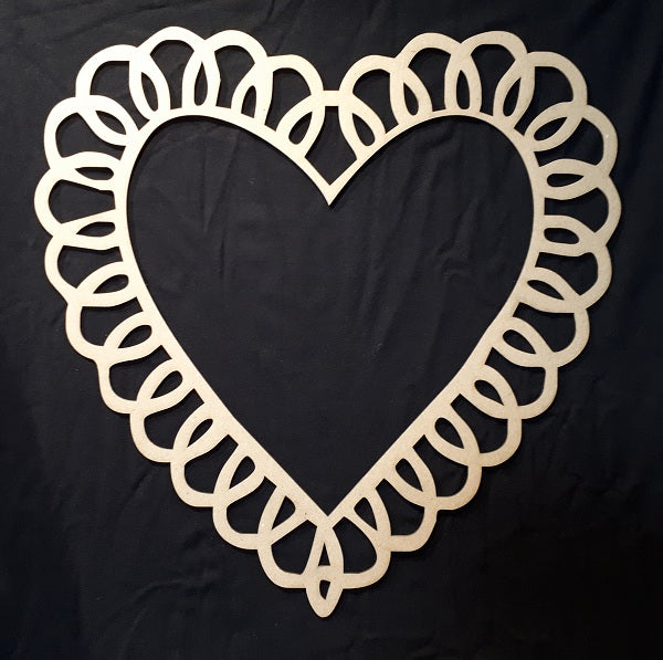 12 x 12 Chipboard Frame Heart with Loopy Edge