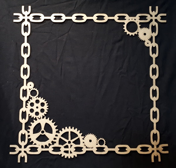 12 x 12 Chipboard Frame Chain Square Large with Cogs