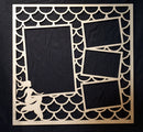 12 x 12 Chipboard Frame Mermaid Scales with Rectangle and Mermaid