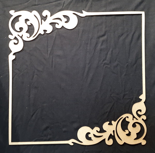 12 x 12 Chipboard Frame Square with Flourish Corners