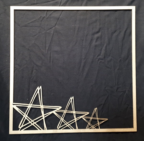 12 x 12 Chipboard Frame Square with Squiggle Stars