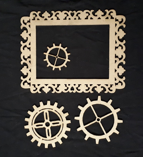 Chipboard Frame Fancy Frame and Cogs