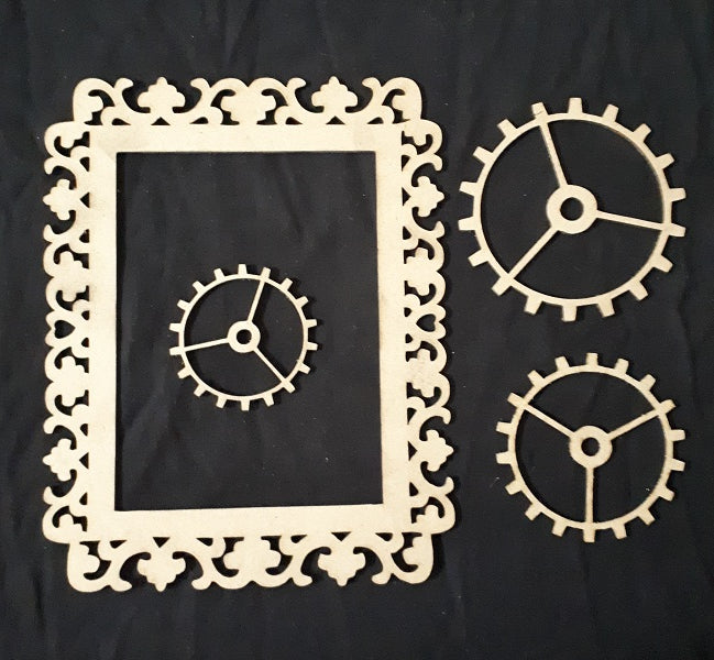 Chipboard Frame Fancy and Cogs