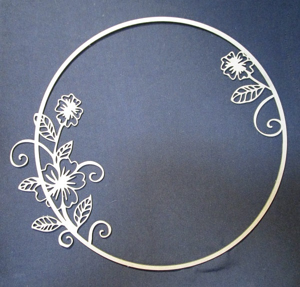 12 x 12 Chipboard Frame Circle with Flower Sprigs