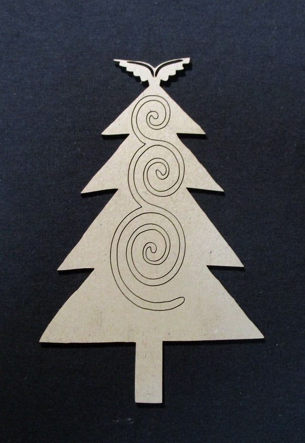 Chipboard Christmas Tree with Swirl