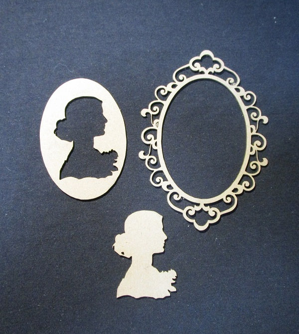 Chipboard Cameo Frame Older Lady Large