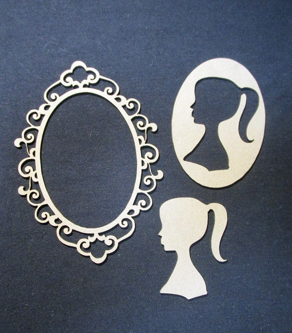 Chipboard Cameo Frame and Young Girl