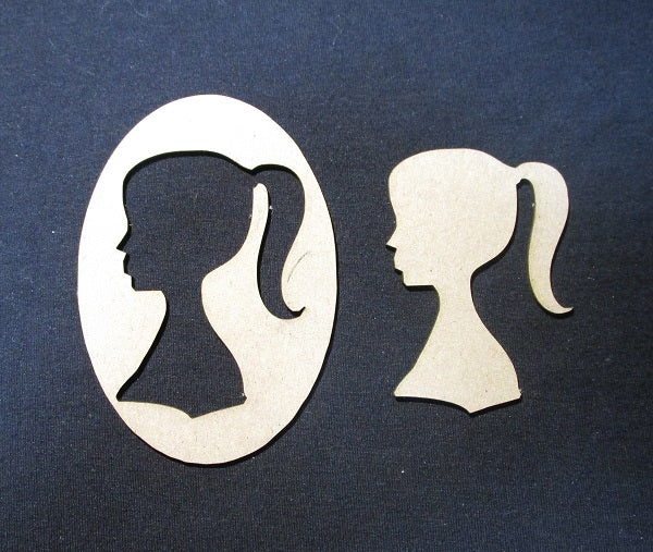 Chipboard Young Girl and Oval Frame