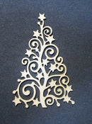 Chipboard Christmas Tree with Stars and Swirls