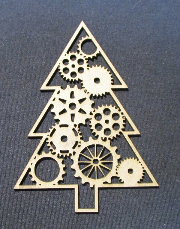 Chipboard Christmas Tree with Cogs