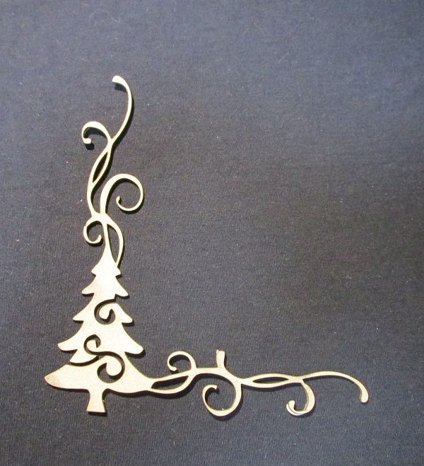 Chipboard Christmas Tree with Swirls Corner