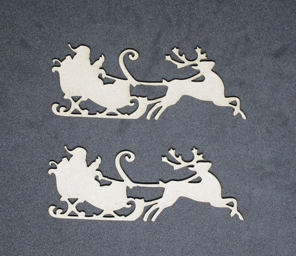 Chipboard Christmas Santa and Sleigh Large (set of 2)