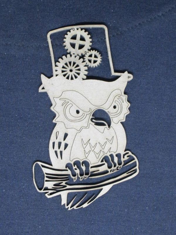 Chipboard Shapes Steam Punk Owl with Hat