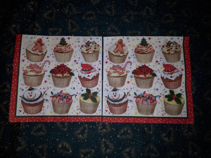 Paper Napkins (Pack of 2) Christmas Cupcakes, Gingerbread House, Yummy Cakes, Decorated Cupcakes