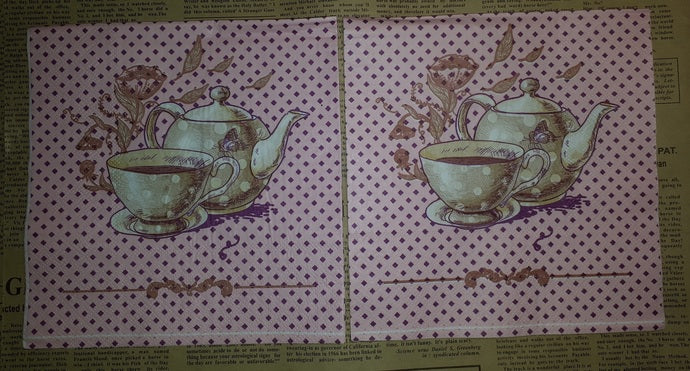 Paper Napkins (Pack of 2) Coffee Kettle Flourish Cups and Saucers Pick Chocolate dots