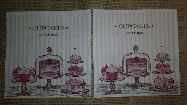 Paper Napkins (Pack of 2) Cupcakes, Cakes, Iced Cakes, Sweet Bakery