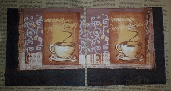 Paper Napkins (Pack of 2) Coffee Brown Steam Flourish Vintage Looking