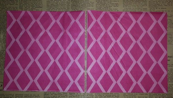 Paper Napkins (Pack of 3) Dark and Light Pink Diamond Pattern