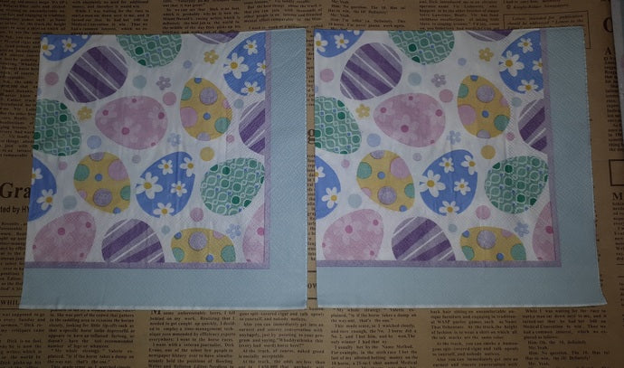 Paper Napkins (Pack of 2) Easter Pastel Easter Eggs Dots and Flowers
