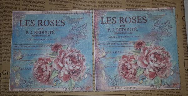 Paper Napkins (Pack of 2) Pink Roses French Writing Flowers Shabby Chic