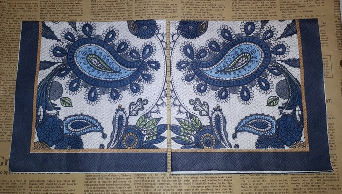 Paper Napkins (Pack of 2) Paisley Blue and Green Peacock