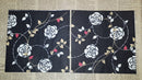 Paper Napkins (Pack of 2) Black and Cream Flowers Red Leaves Elegant