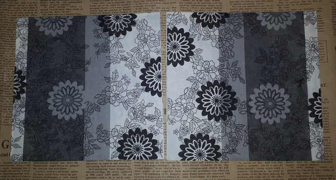 Paper Napkins (Pack of 2) Black White Grey Flowers Elegant
