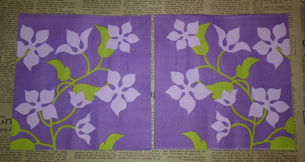 Paper Napkins (Pack of 2) Funky Flowers Pink Mauve and Grey