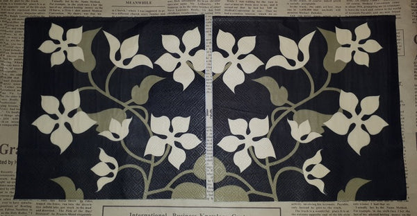 Paper Napkins (Pack of 2) Funky Flowers Black Brown and Cream