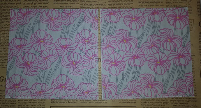 Paper Napkins (Pack of 2) Grey and Pink Lillies Flowers Shabby Chic
