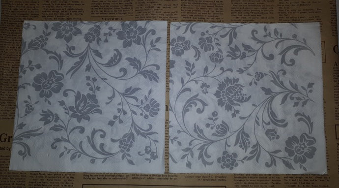 Paper Napkins (Pack of 2) Silver flowers and swirls Elegant