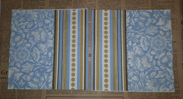 Paper Napkins (Pack of 2) Blue and Flower Brown and Cream Stripes and Dots