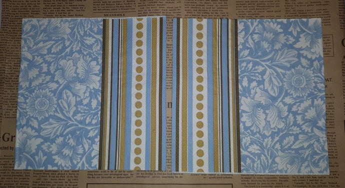 Paper Napkins (Pack of 2) Blue and Flower Brown and Cream Stripes and Dots