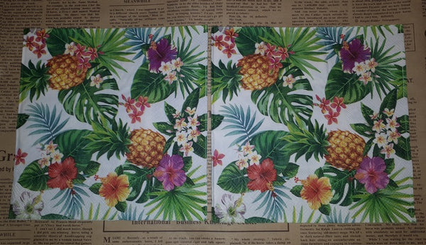 Paper Napkins (Pack of 2) Tropical Pineapple Hibiscus Palm Leaves