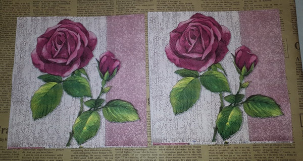 Paper Napkins (Pack of 2) Large Red and Pink Rose