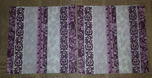 Paper Napkins (Pack of 2) Purple Mauve and Cream Flowers