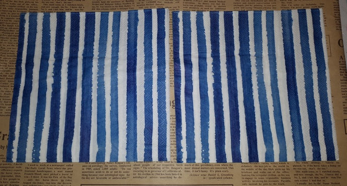 Paper Napkins (Pack of 2) Watercolour Blue Stripes