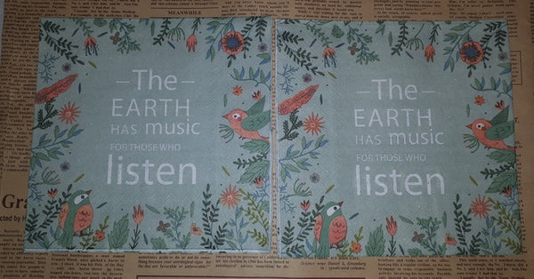 Paper Napkins (Pack of 2) The Earth has music for thoes who listen Birds and Flowers