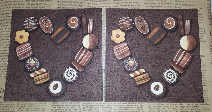Paper Napkins (Pack of 2) Chocolate Heart Decorated Chocolates