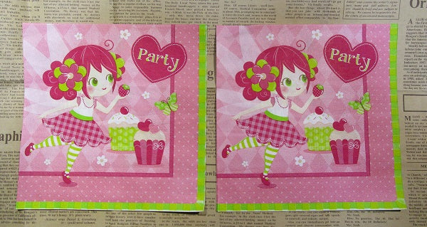 Paper Napkins (Pack of 2) Pink and Green Little Princess Party