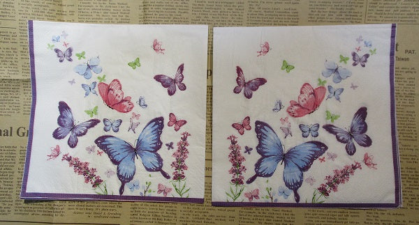 Paper Napkins (Pack of 2) Butterfly Pink Purple and Lavender