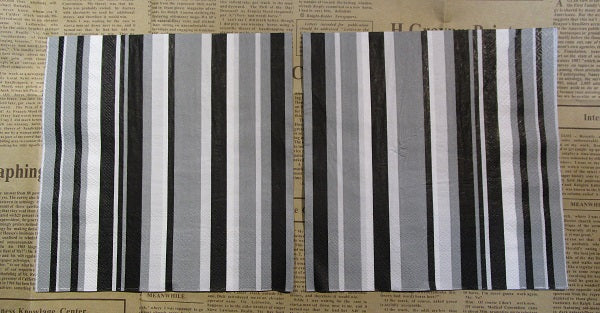 Paper Napkins (Pack of 2) Black White Grey Stripes