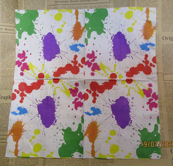 Paper Napkins (Pack of 2) Coloured Paint Splats
