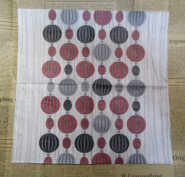 Paper Napkins (Pack of 2) Asian Style Lanterns Red Navy and Grey