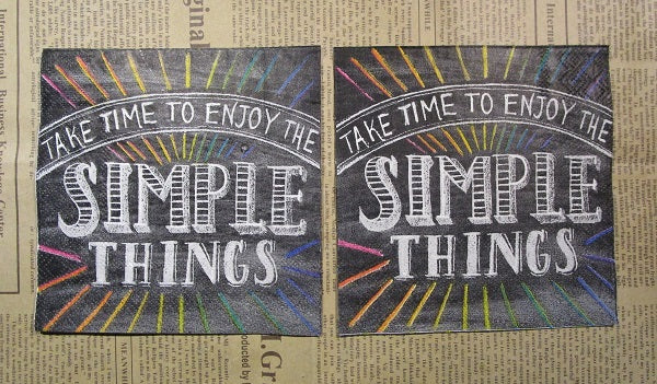 Paper Napkins (Pack of 2) Chalk Design Take time to enjoy the Simple Things