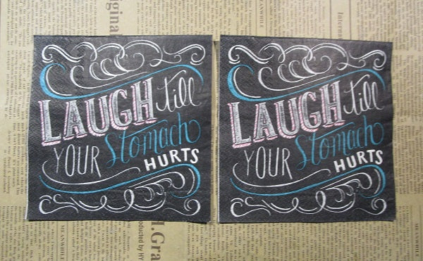 Paper Napkins (Pack of 2) Chalk Design Laugh till your stomach herts