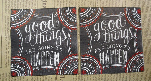 Paper Napkins (Pack of 2) Chalk Design Good Things are Going to Happen