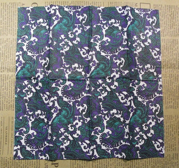 Paper Napkins (Pack of 2) Purple and Green Paisley Floral Design